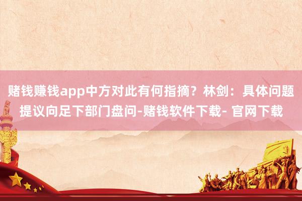 赌钱赚钱app中方对此有何指摘？林剑：具体问题提议向足下部门盘问-赌钱软件下载- 官网下载